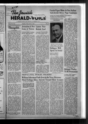 Primary view of object titled 'The Jewish Herald-Voice (Houston, Tex.), Vol. 33, No. 16, Ed. 1 Thursday, July 21, 1938'.