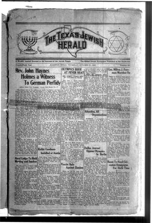 Primary view of object titled 'The Texas Jewish Herald (Houston, Tex.), Vol. 29, No. 30, Ed. 1 Thursday, October 31, 1935'.