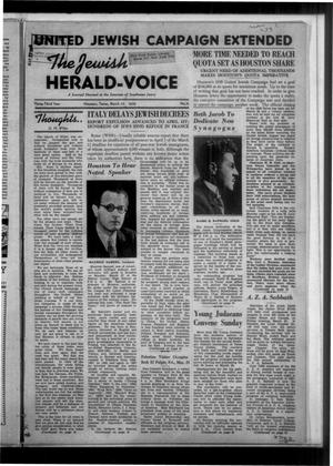 Primary view of object titled 'The Jewish Herald-Voice (Houston, Tex.), Vol. 33, No. 51, Ed. 1 Thursday, March 23, 1939'.
