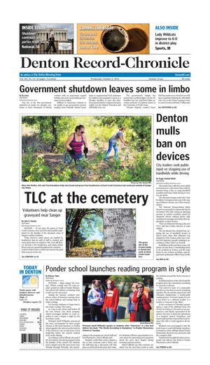 Denton Record-Chronicle (Denton, Tex.), Vol. 110, No. 61, Ed. 1 Wednesday, October 2, 2013