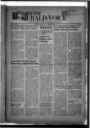 Primary view of object titled 'Jewish Herald-Voice (Houston, Tex.), Vol. 40, No. 20, Ed. 1 Thursday, August 16, 1945'.
