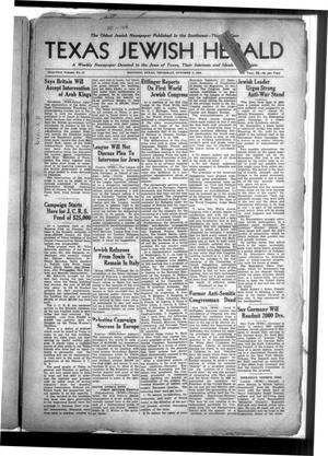 Primary view of object titled 'Texas Jewish Herald (Houston, Tex.), Vol. 61, No. 15, Ed. 1 Thursday, October 8, 1936'.
