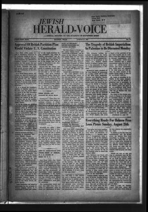 Primary view of object titled 'Jewish Herald-Voice (Houston, Tex.), Vol. 41, No. 19, Ed. 1 Thursday, August 15, 1946'.
