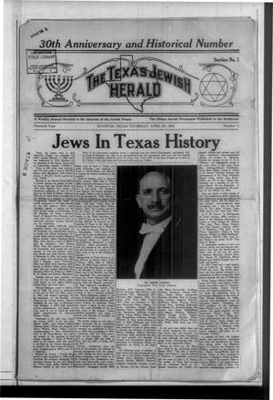 Primary view of object titled 'The Texas Jewish Herald (Houston, Tex.), Vol. 30, No. 3, Ed. 1 Thursday, April 23, 1936'.