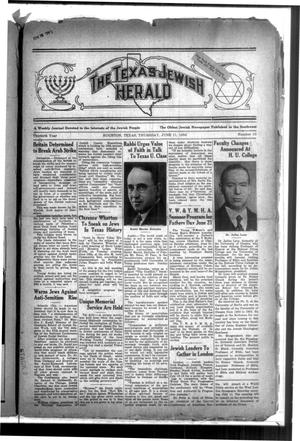 Primary view of object titled 'The Texas Jewish Herald (Houston, Tex.), Vol. 30, No. 10, Ed. 1 Thursday, June 11, 1936'.