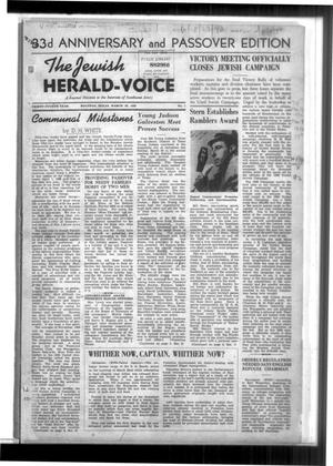 The Jewish Herald-Voice (Houston, Tex.), Vol. 34, No. 1, Ed. 1 Thursday, March 30, 1939