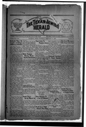The Texas Jewish Herald (Houston, Tex.), Vol. 29, No. 45, Ed. 1 Thursday, February 13, 1936