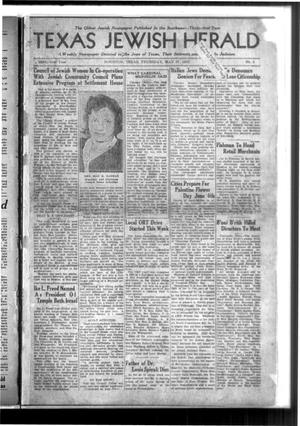 Primary view of object titled 'Texas Jewish Herald (Houston, Tex.), Vol. 31, No. 8, Ed. 1 Thursday, May 27, 1937'.