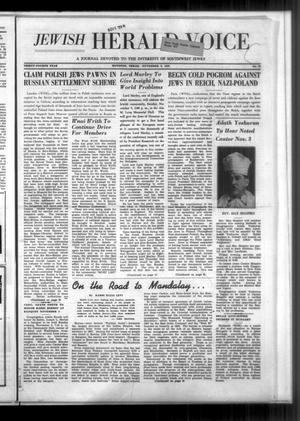 Primary view of object titled 'Jewish Herald-Voice (Houston, Tex.), Vol. 34, No. 32, Ed. 1 Thursday, November 2, 1939'.
