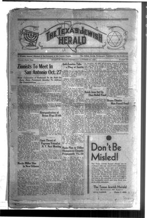 Primary view of object titled 'The Texas Jewish Herald (Houston, Tex.), Vol. 29, No. 29, Ed. 1 Thursday, October 24, 1935'.