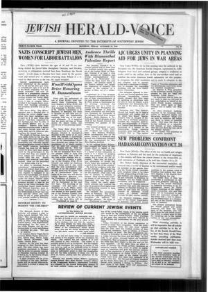 Primary view of object titled 'Jewish Herald-Voice (Houston, Tex.), Vol. 34, No. 29, Ed. 1 Thursday, October 12, 1939'.