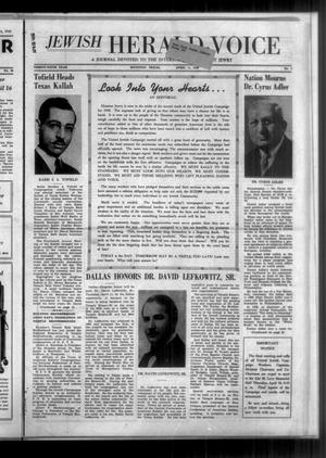 Primary view of object titled 'Jewish Herald-Voice (Houston, Tex.), Vol. 35, No. 3, Ed. 1 Thursday, April 11, 1940'.