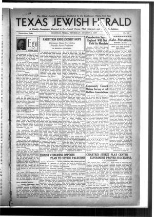 Primary view of object titled 'Texas Jewish Herald (Houston, Tex.), Vol. 31, No. 18, Ed. 1 Thursday, August 5, 1937'.