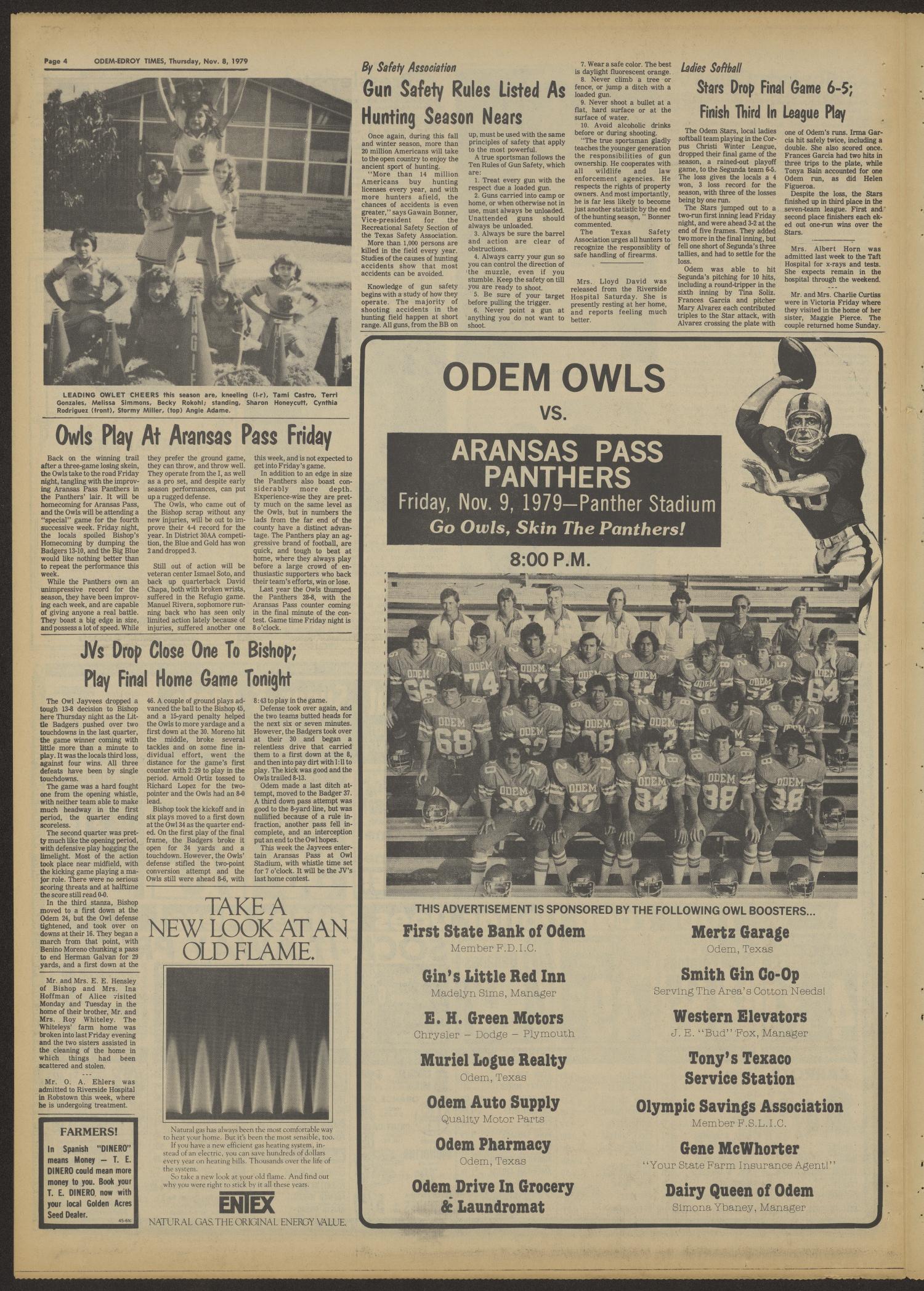 The Odem-Edroy Times (Odem, Tex.), Vol. 28, No. 45, Ed. 1 Thursday, November 8, 1979
                                                
                                                    [Sequence #]: 4 of 6
                                                