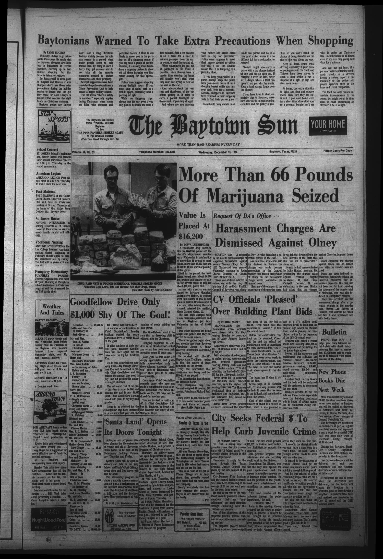 The Baytown Sun (Baytown, Tex.), Vol. 55, No. 54, Ed. 1 Wednesday, December 15, 1976
                                                
                                                    [Sequence #]: 1 of 48
                                                