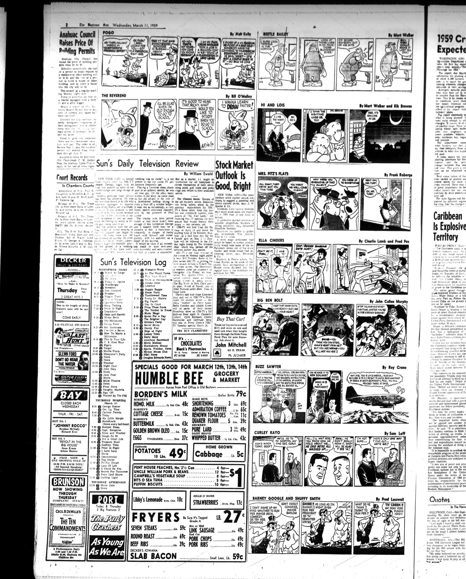 The Baytown Sun (Baytown, Tex.), Vol. 38, No. 190, Ed. 1 Wednesday, March 11, 1959
                                                
                                                    [Sequence #]: 2 of 12
                                                