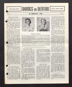 Doings in Denton (Denton, Tex.), Vol. 2, No. 11, Ed. 1, February 1958