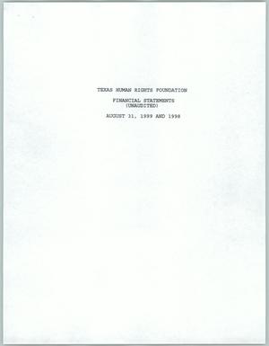 Primary view of object titled 'Texas Human Rights Foundation, Inc. Financial Statements: 1999 and 1998'.