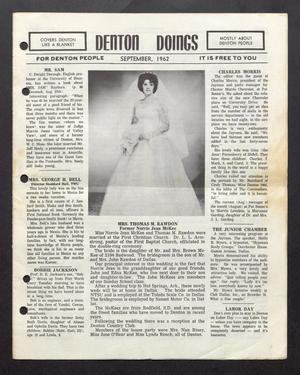 Primary view of object titled 'Denton Doings (Denton, Tex.), Ed. 1, September 1962'.