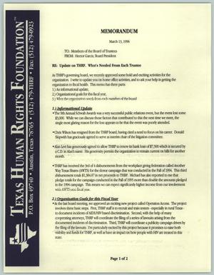 [Letter from Hector Garcia to Members of the Board of Trustees of the Texas Human Rights Foundation, March 13, 1996]