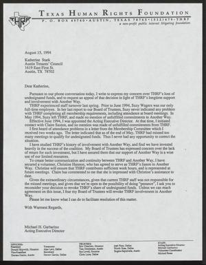 [Letter from Michael H. Garbarino to Katherine Stark, August 15, 1994]