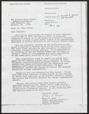 [Letter from Peter K. Bros to Mort Schwab, July 5, 1978]