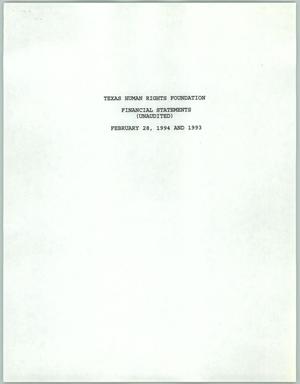 Texas Human Rights Foundation, Inc. Financial Statements: 1994 and 1993