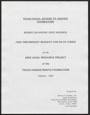 Grant Proposal: 1992 Preliminary Request for IOLTA Funds