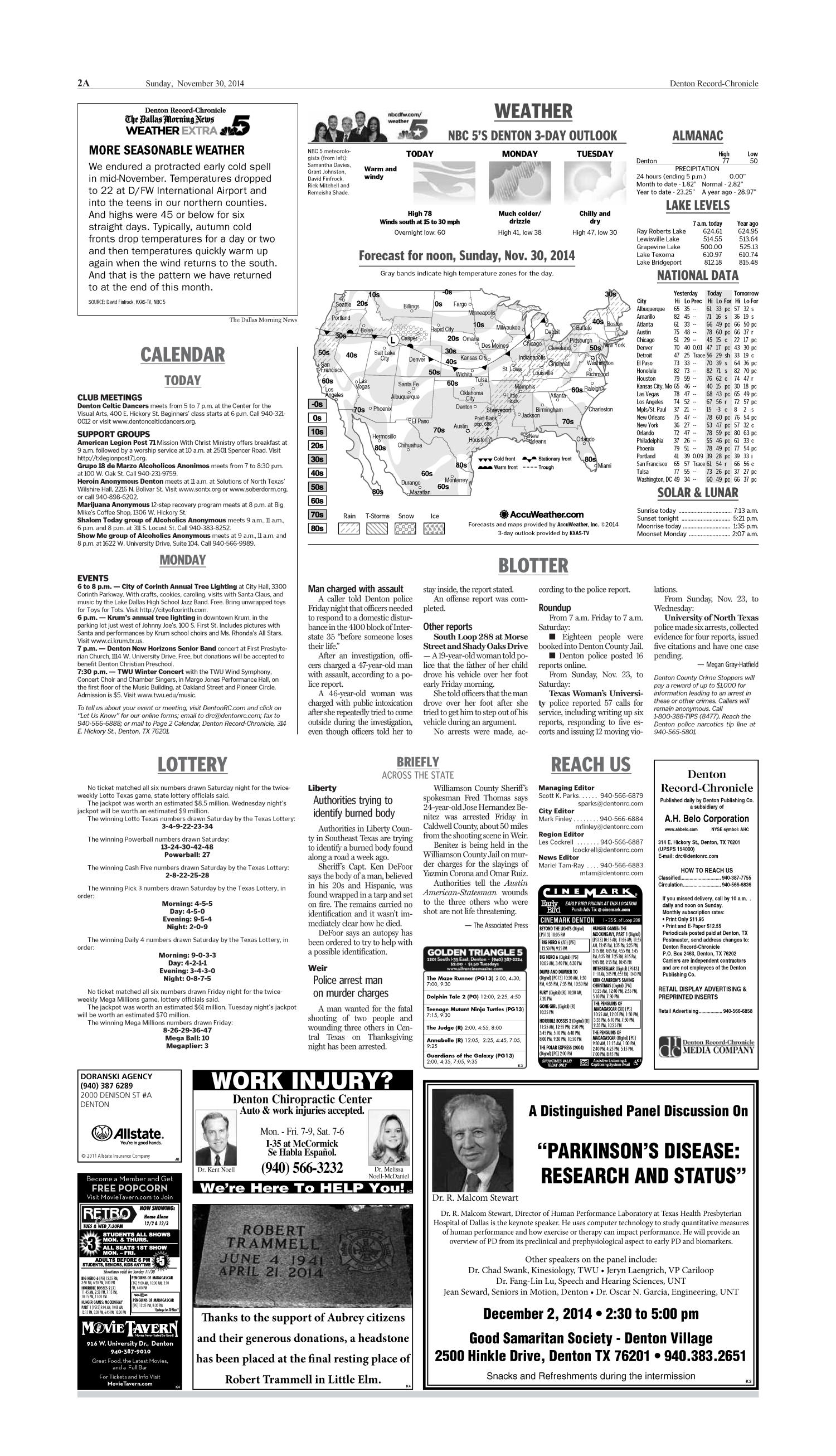 Denton Record-Chronicle (Denton, Tex.), Vol. 111, No. 120, Ed. 1 Sunday, November 30, 2014
                                                
                                                    [Sequence #]: 2 of 40
                                                