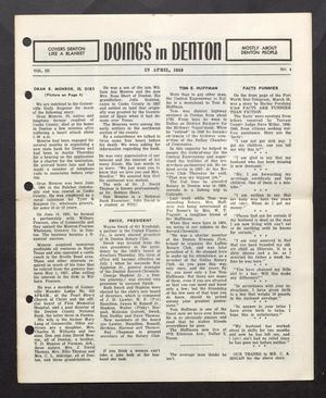 Primary view of object titled 'Doings in Denton (Denton, Tex.), Vol. 3, No. 4, Ed. 1, April 1959'.