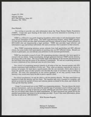 [Letter from Michael H. Garbarino to Mitchell Katine, August 25, 1994]