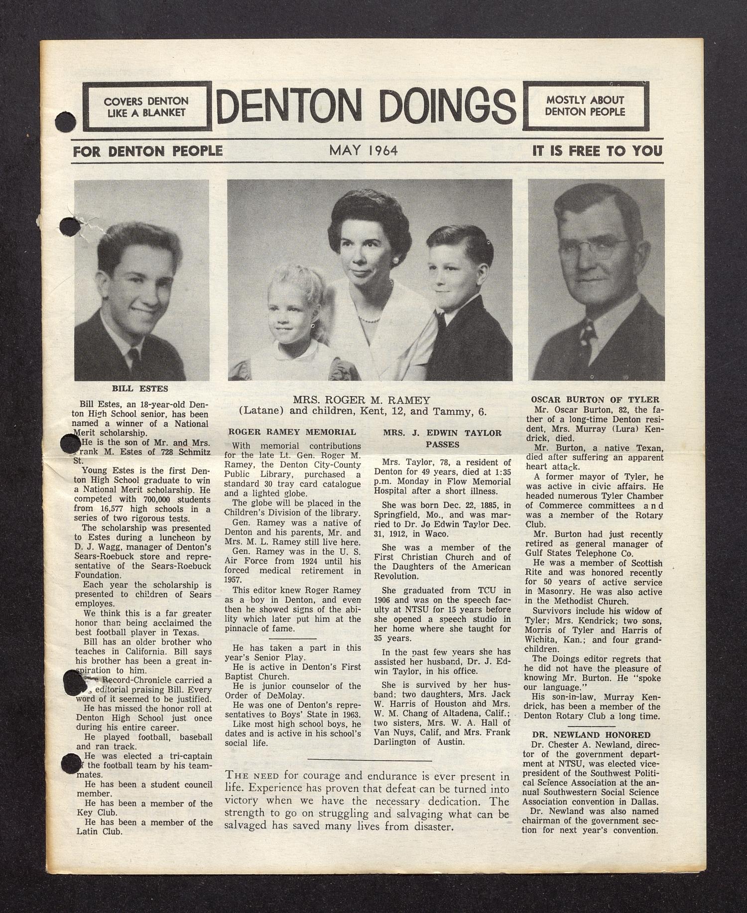 Denton Doings (Denton, Tex.), Ed. 1, May 1964
                                                
                                                    [Sequence #]: 1 of 12
                                                
