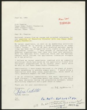 [Letter from Sylvia Cedillo to Dick Peeples, June 22, 1990]