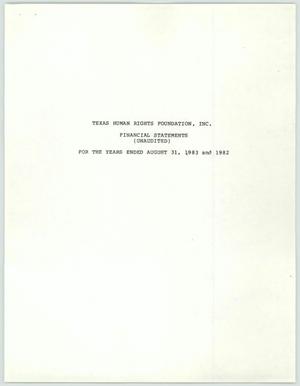 Primary view of object titled 'Texas Human Rights Foundation, Inc. Financial Statements: 1983 and 1982'.