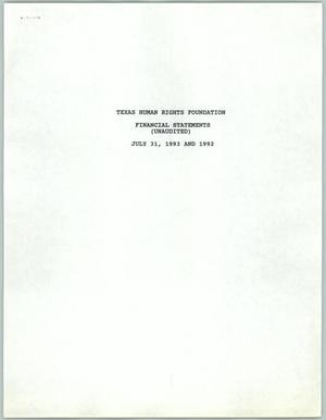 Texas Human Rights Foundation, Inc. Financial Statements: 1993 and 1992