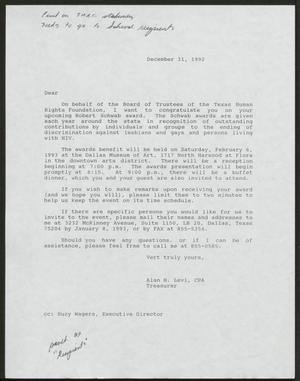 [Letter from Alan H. Levi to unknown, December 31, 1992]