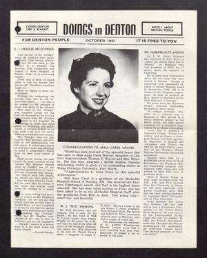 Primary view of object titled 'Doings in Denton (Denton, Tex.), October 1961'.