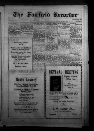 The Fairfield Recorder (Fairfield, Tex.), Vol. 44, No. 3, Ed. 1 Friday, October 17, 1919