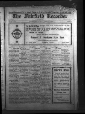 The Fairfield Recorder (Fairfield, Tex.), Vol. 39, No. 42, Ed. 1 Friday, July 9, 1915
