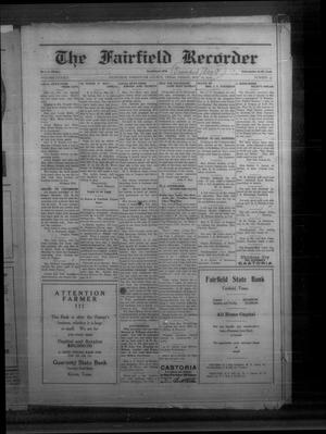 The Fairfield Recorder (Fairfield, Tex.), Vol. 43, No. 33, Ed. 1 Friday, May 16, 1919