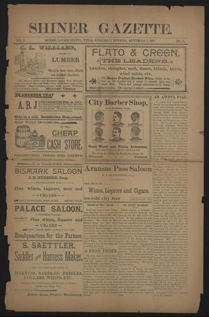 Primary view of object titled 'Shiner Gazette. (Shiner, Tex.), Vol. 5, No. 14, Ed. 1 Wednesday, September 1, 1897'.