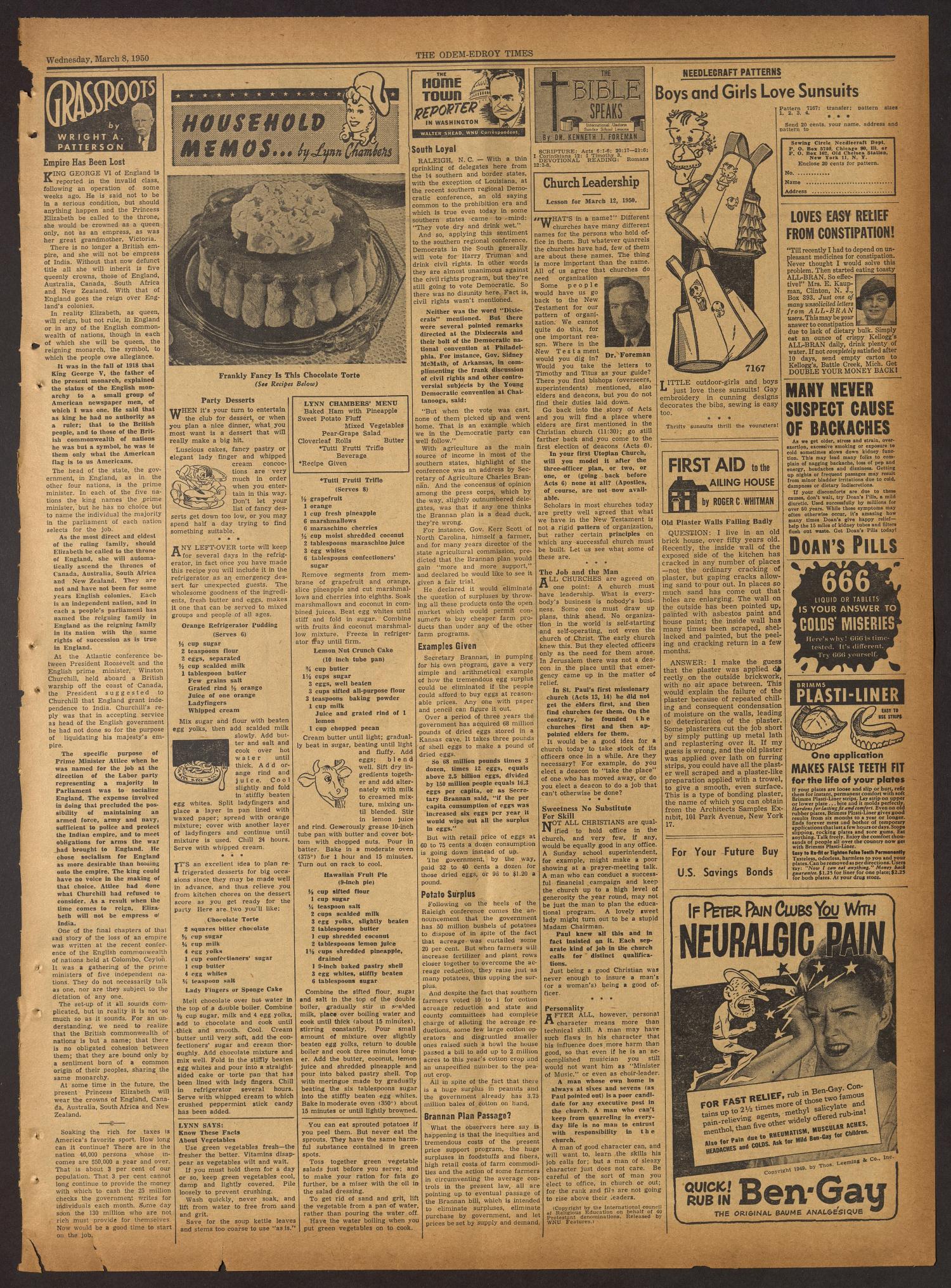 The Odem-Edroy Times (Odem, Tex.), Vol. 2, No. 39, Ed. 1 Wednesday, March 8, 1950
                                                
                                                    [Sequence #]: 11 of 12
                                                