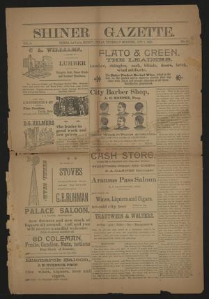 Primary view of object titled 'Shiner Gazette. (Shiner, Tex.), Vol. 4, No. 18, Ed. 1 Thursday, October 1, 1896'.