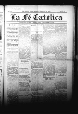 La Fé Católica (San Antonio, Tex.), Vol. 2, No. 55, Ed. 1 Saturday, February 12, 1898