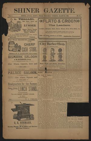 Primary view of object titled 'Shiner Gazette. (Shiner, Tex.), Vol. 5, No. 44, Ed. 1 Wednesday, March 30, 1898'.