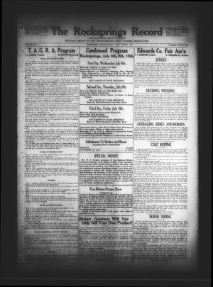 The Rocksprings Record and Edwards County Leader (Rocksprings, Tex.), Vol. 13, No. 31, Ed. 1 Friday, July 10, 1931
