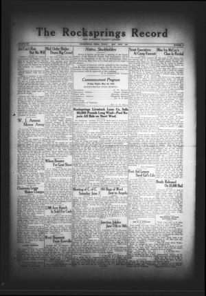 The Rocksprings Record and Edwards County Leader (Rocksprings, Tex.), Vol. 12, No. 25, Ed. 1 Friday, May 30, 1930