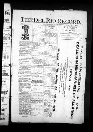 The Del Rio Record. (Del Rio, Tex.), Vol. 3, No. 48, Ed. 1 Saturday, April 5, 1890