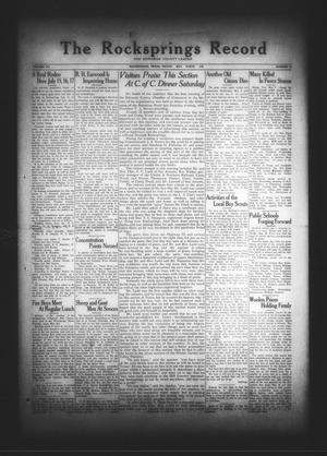 The Rocksprings Record and Edwards County Leader (Rocksprings, Tex.), Vol. 12, No. 22, Ed. 1 Friday, May 9, 1930