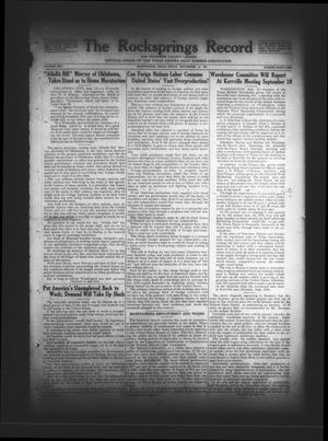 The Rocksprings Record and Edwards County Leader (Rocksprings, Tex.), Vol. 13, No. 41, Ed. 1 Friday, September 18, 1931